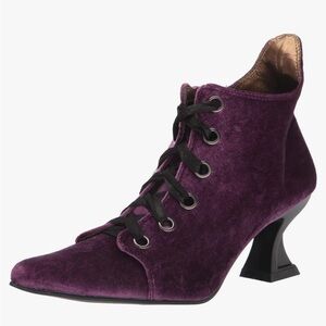 Purple Velvet Heeled Ankle Boots